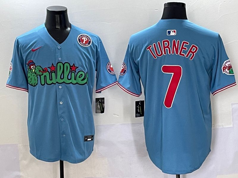 Men Philadelphia Phillies #7 Turner Light Blue three generations Joint Name Nike 2025 MLB Jersey style 6->philadelphia phillies->MLB Jersey